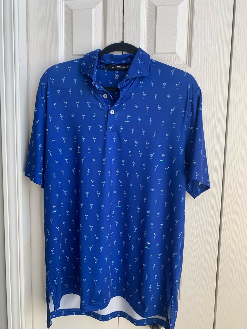 Ralph Lauren Royal Blue Short-Sleeve Polo with Martini Motif